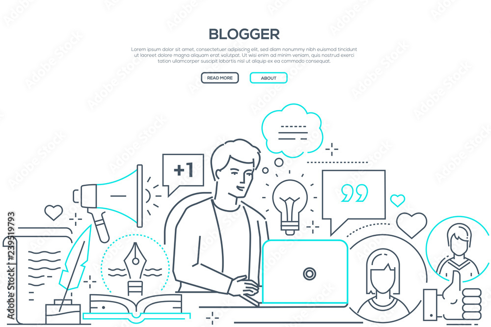 Blogger - modern line design style web banner Blogger - modern line design style web banner
