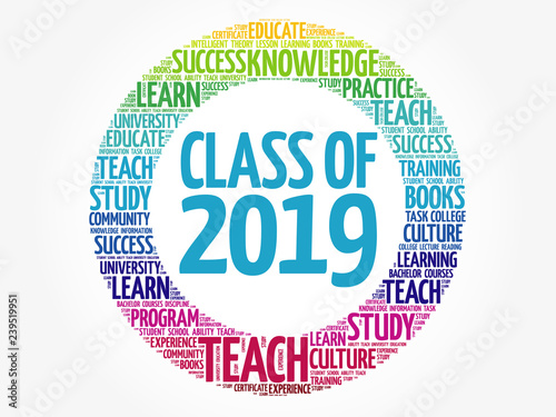 CLASS OF 2019 word cloud collage, education concept background
