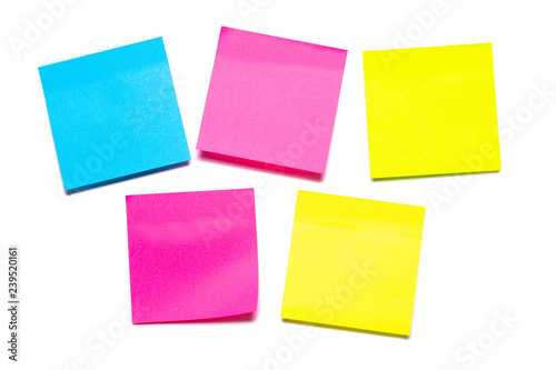 Colorful sticky notes isolated on white background