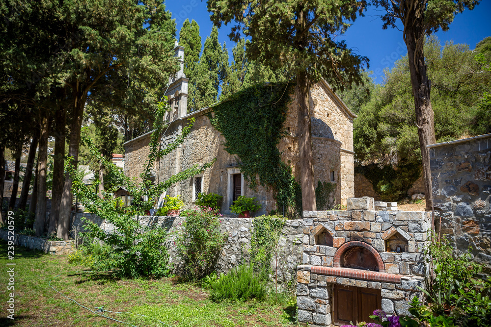 Obraz premium Monastery of Mother Mary Vidiani in the mountains of Crete. Greece