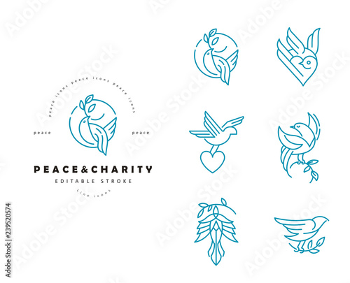 Vector icon and logo peace and charity. Editable outline stroke