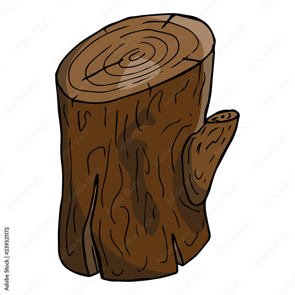 Log icon. Vector of a log, wood texture. Hand drawn log. Block of wood with  the cut twig isolated on white background. Stock Vector | Adobe Stock
