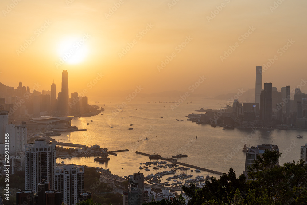 Hong Kong Victoria Harbor View , Victoria Harbor, Hong Kong. Look out from Tsim Sha Tsui Hongkong