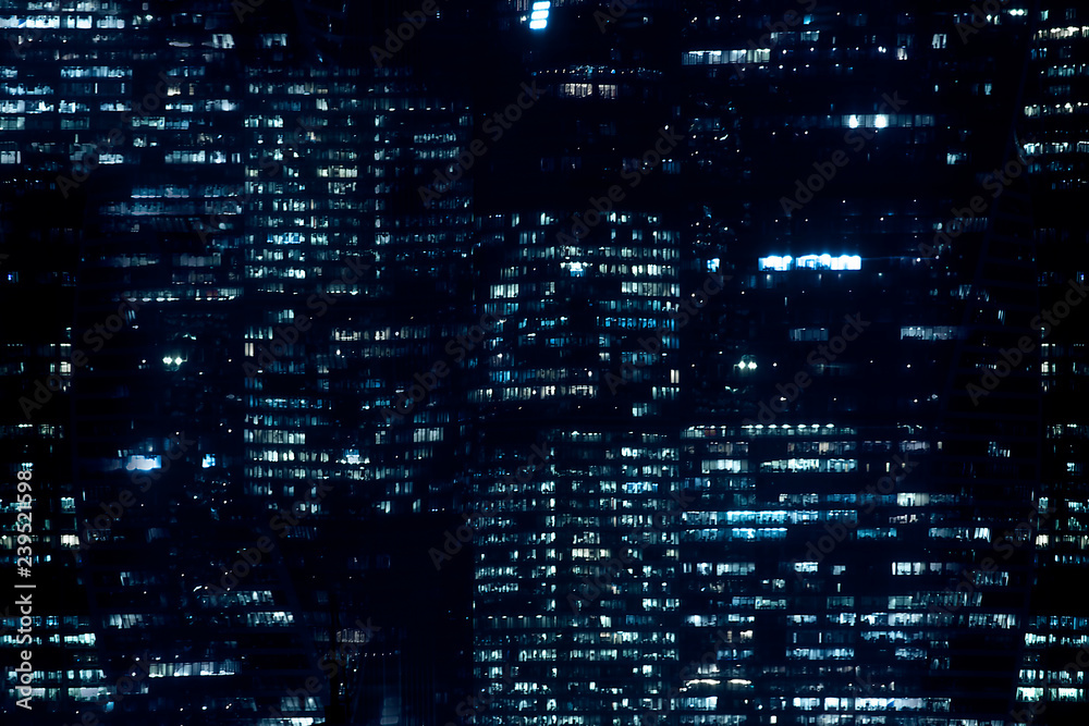 detailed night windows pattern in modern city