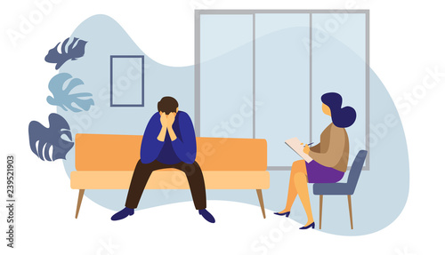 Patients and psychologist. Psychotherapy support.