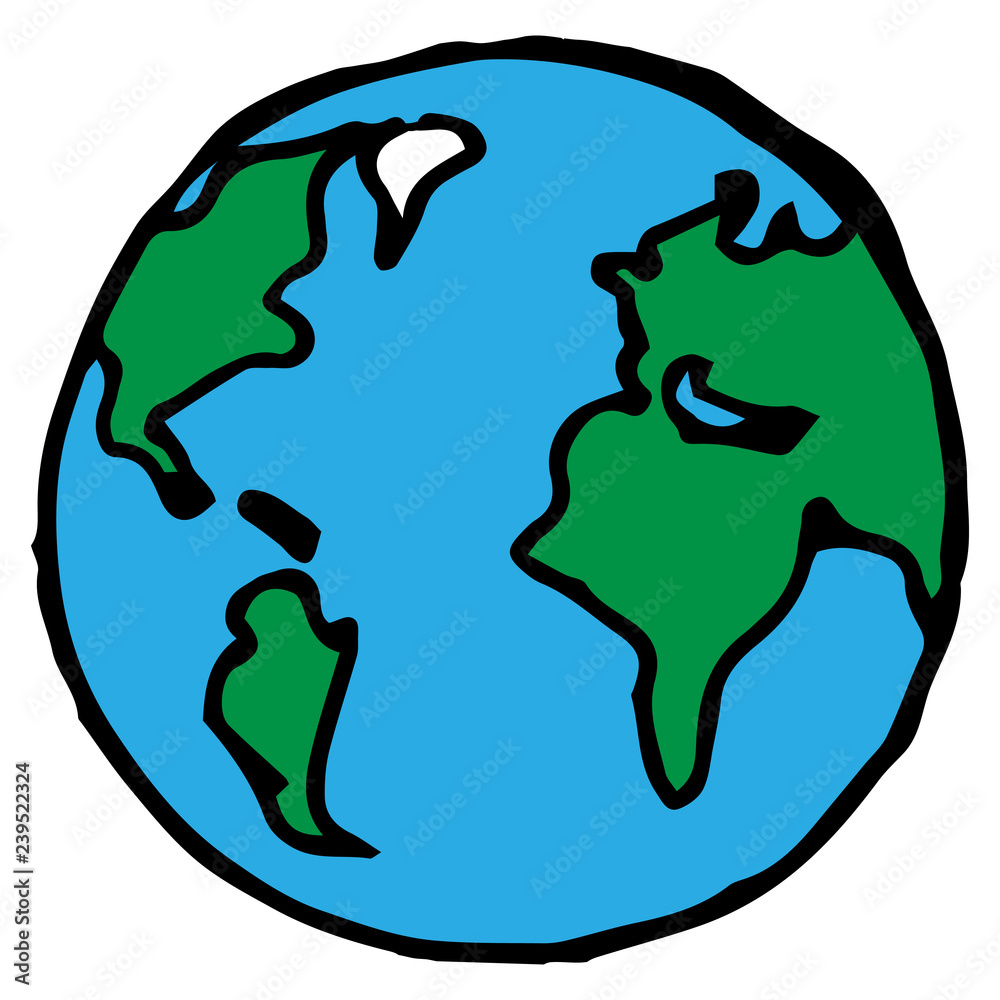 Globe icon. Vector illustration of a globe. Hand drawn globe, planet, earth.