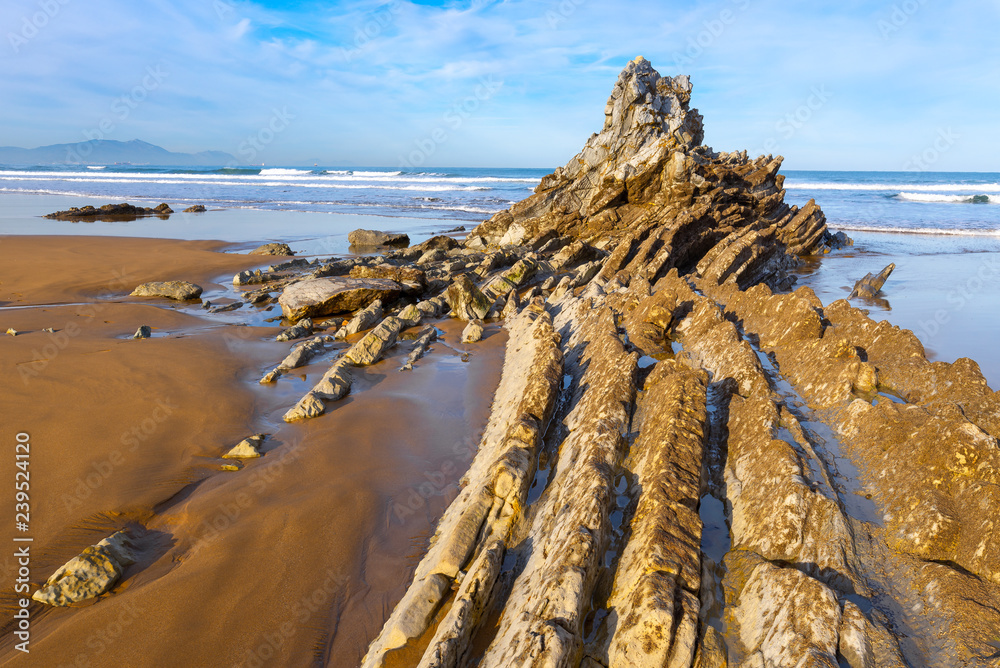 Rock at Atxabiribil beach in Sopelana, Vizcaya, Spain