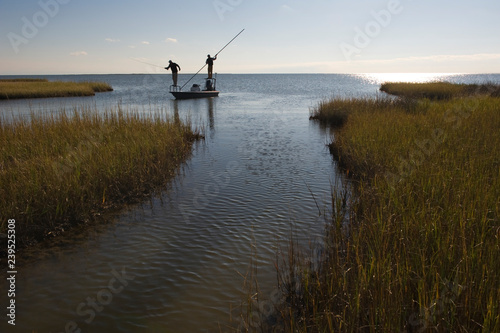 Fishermen fishing in sea