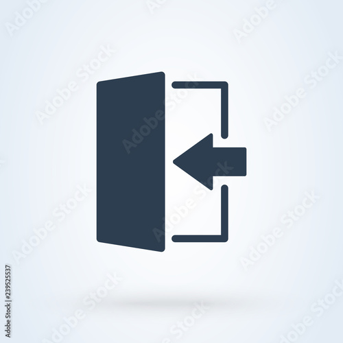 exit door arrow. Logout and emergency icon vector