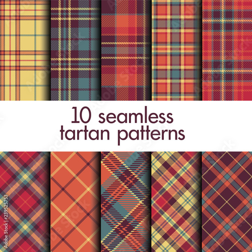 Set of seamless christmas tartan patterns