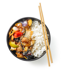 bowl of asian food