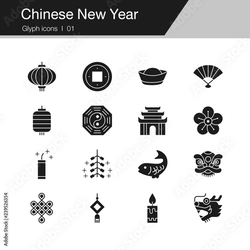 Chinese new year icons. Design for presentation, graphic design, mobile application, web design, infographics, UI. Editable Stroke.