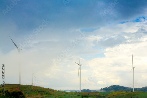 Panorama landscape of turbines wind energy