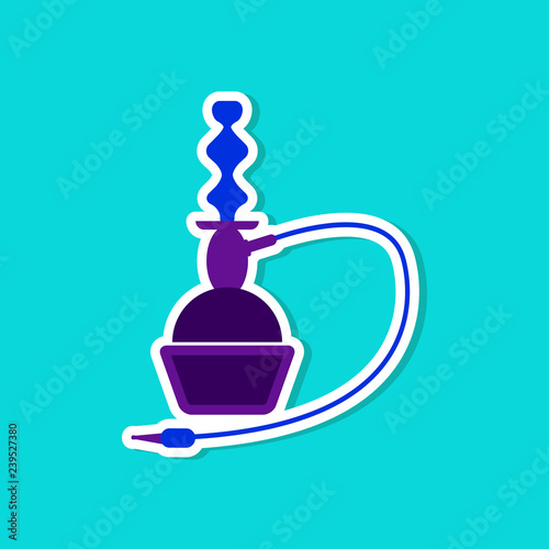 paper sticker on stylish background of smoke hookah
