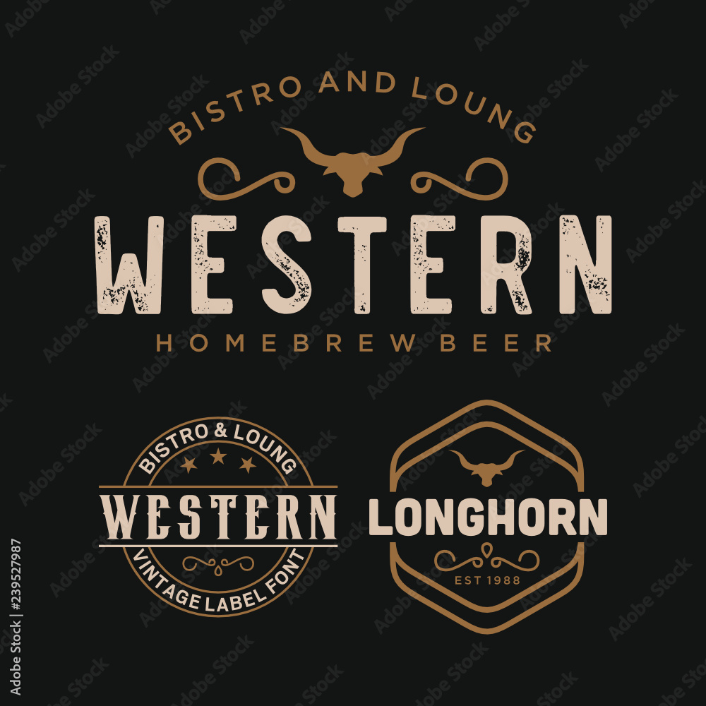 Vintage Country Emblem Typography for Western Bar/Restaurant Logo ...