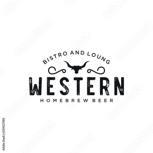 Vintage Country Emblem Typography for Western Bar/Restaurant Logo design inspiration - Vector