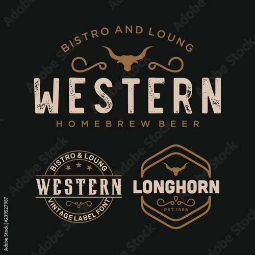 Vintage Country Emblem Typography for Western Bar/Restaurant Logo design inspiration - Vector