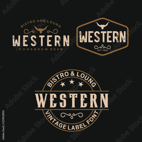 Vintage Country Emblem Typography for Western Bar Restaurant Logo design inspiration - Vector