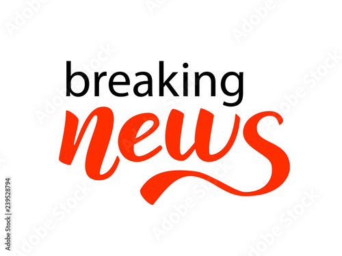 Billede på lærred Breaking news lettering. Vector illustration
