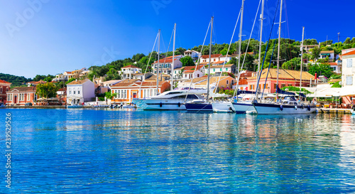 Picturesque marina of Paxos island. Ionian islands of Greece
