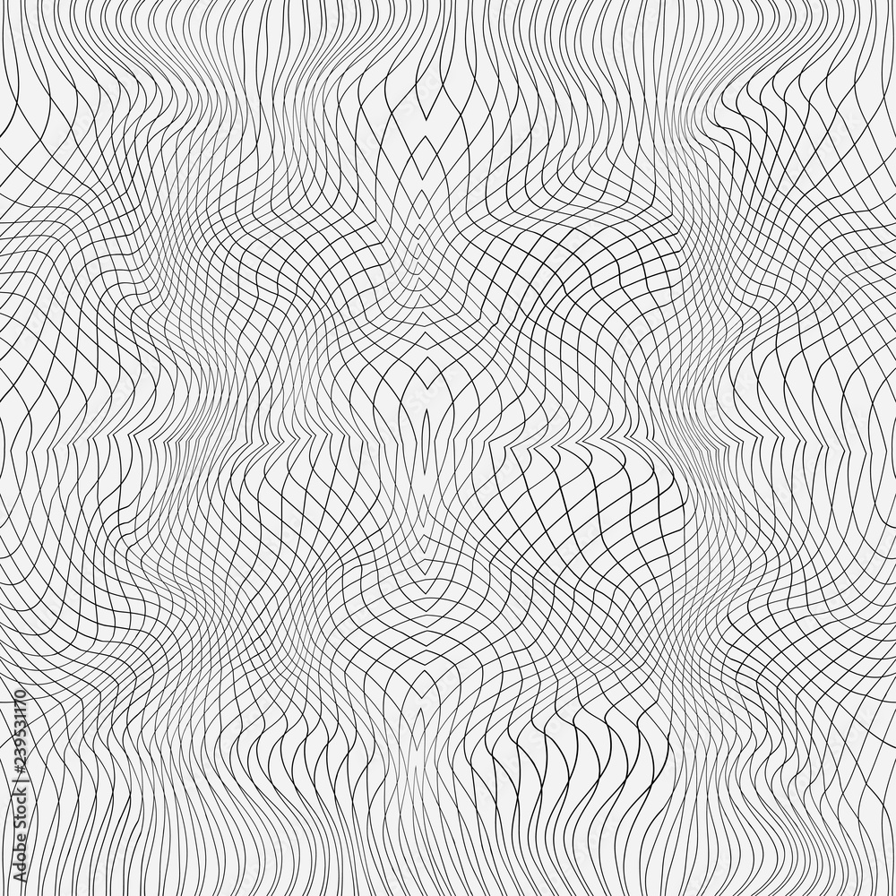 Seamless abstract background of a surface with optical illusion of distortion.