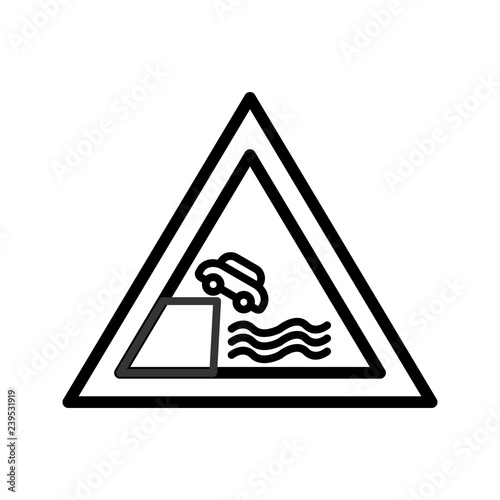 Vector Road leads on to quay or river bank Icon