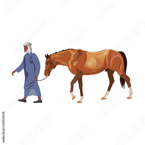 Man leads a racing horse