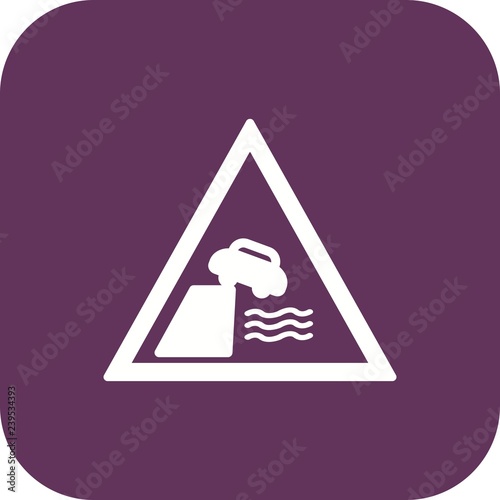 Vector Road leads on to quay or river bank Icon