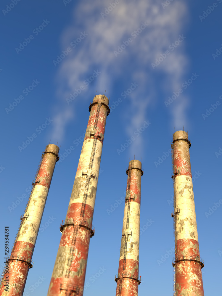 Four industrial chimneys