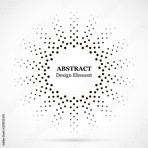 Halftone dotted background circularly distributed. Halftone effect vector pattern. Circle dots isolated on the white background.Border logo icon. Draft emblem for your design.