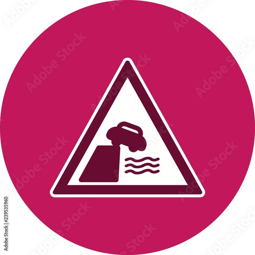 Vector Road leads on to quay or river bank Icon