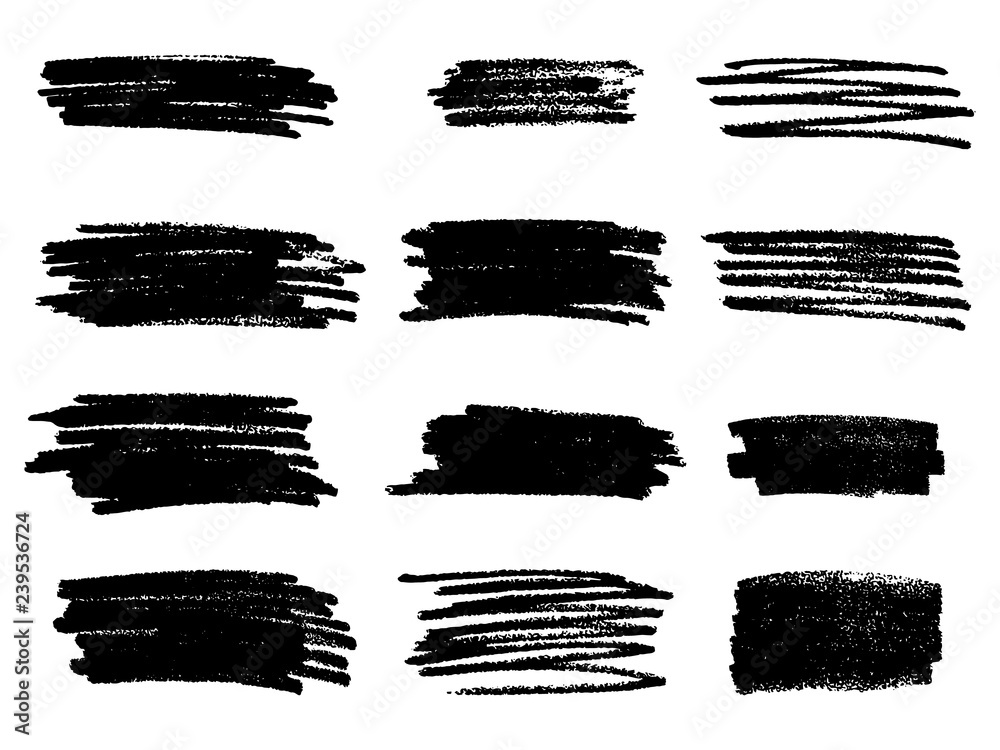 Marker black lines. Vector highlighter brush lines. Hand drawing Marker black lines. Vector highlighter brush lines. Hand drawing
