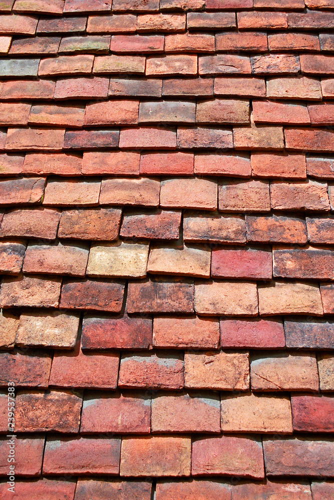 Clay tiles on a centuries old roof in southern England - obrazy, fototapety, plakaty 