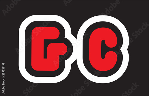 Fototapeta Naklejka Na Ścianę i Meble -  black white red alphabet letter gc g c logo  company icon design