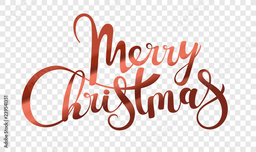 Merry Christmas logo isolated on transparent background. Xmas holiday lettering inscription. Merry Christmas script calligraphy vector illustration
