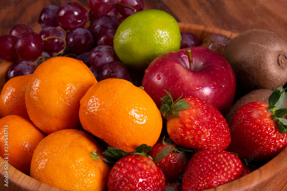 Fruit bamboo bawl filled with variety of fruit Fruit bamboo bawl filled with variety of fruit