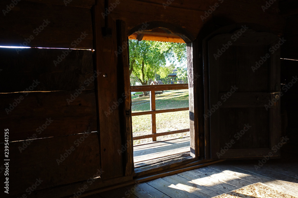 Entrance into a small wooden church