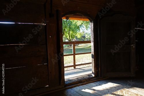 Entrance into a small wooden church