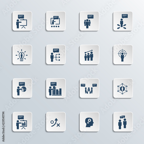 Training. Business training vector icon set.