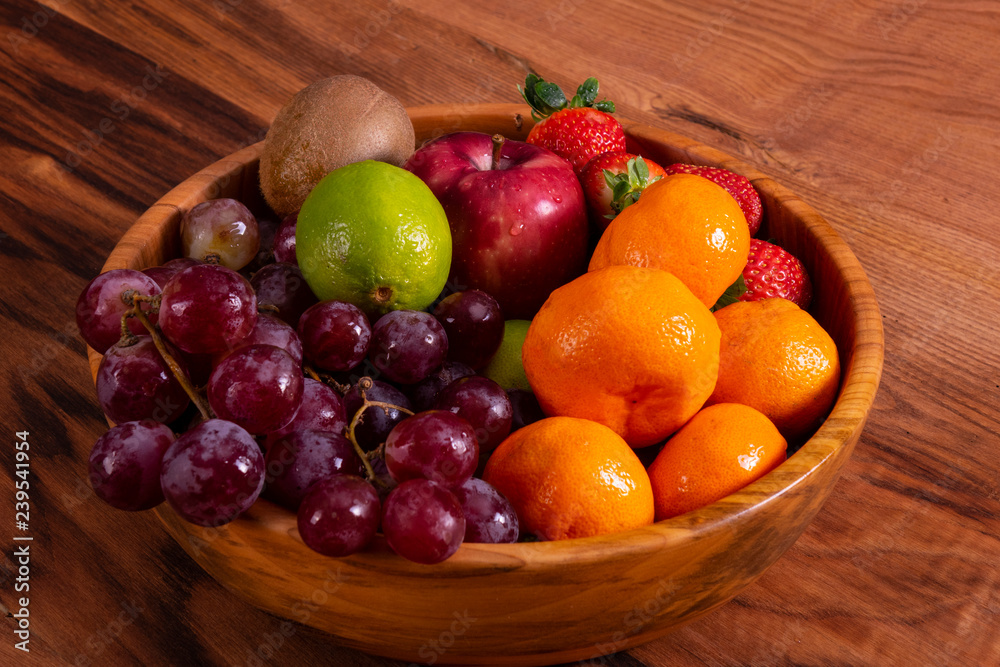 Fruit bamboo bawl filled with variety of fruit Fruit bamboo bawl filled with variety of fruit