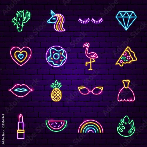 Girl Power Neon Icons