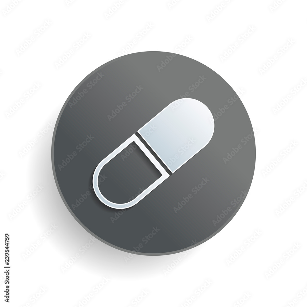 tablet icon. White paper symbol on gray round button with shadow tablet icon. White paper symbol on gray round button with shadow