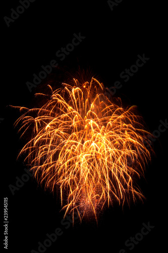 Beautiful colorful isolated firework display for celebration happy new year and merry christmas on black background