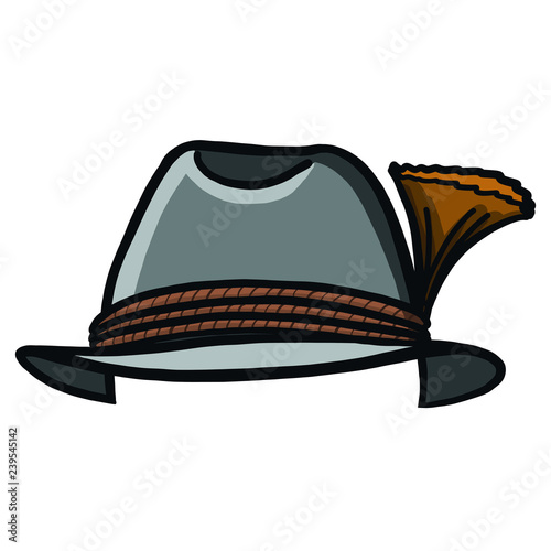 hand-drawn bavarian hat in gray color from the front