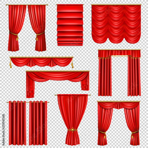 Luxury Red Curtains Transparent Set