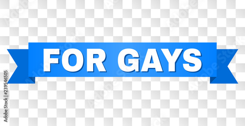 FOR GAYS text on a ribbon. Designed with white caption and blue stripe. Vector banner with FOR GAYS tag on a transparent background.