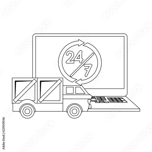 Delivery and logistics black and white