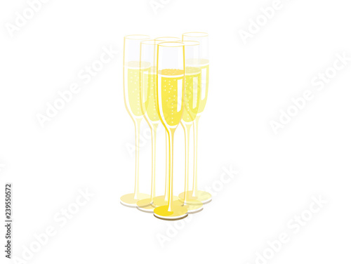 Vector image of blurred champagne glasses