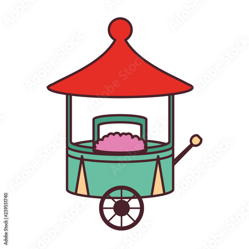 cotton candy circus cart isolated icon