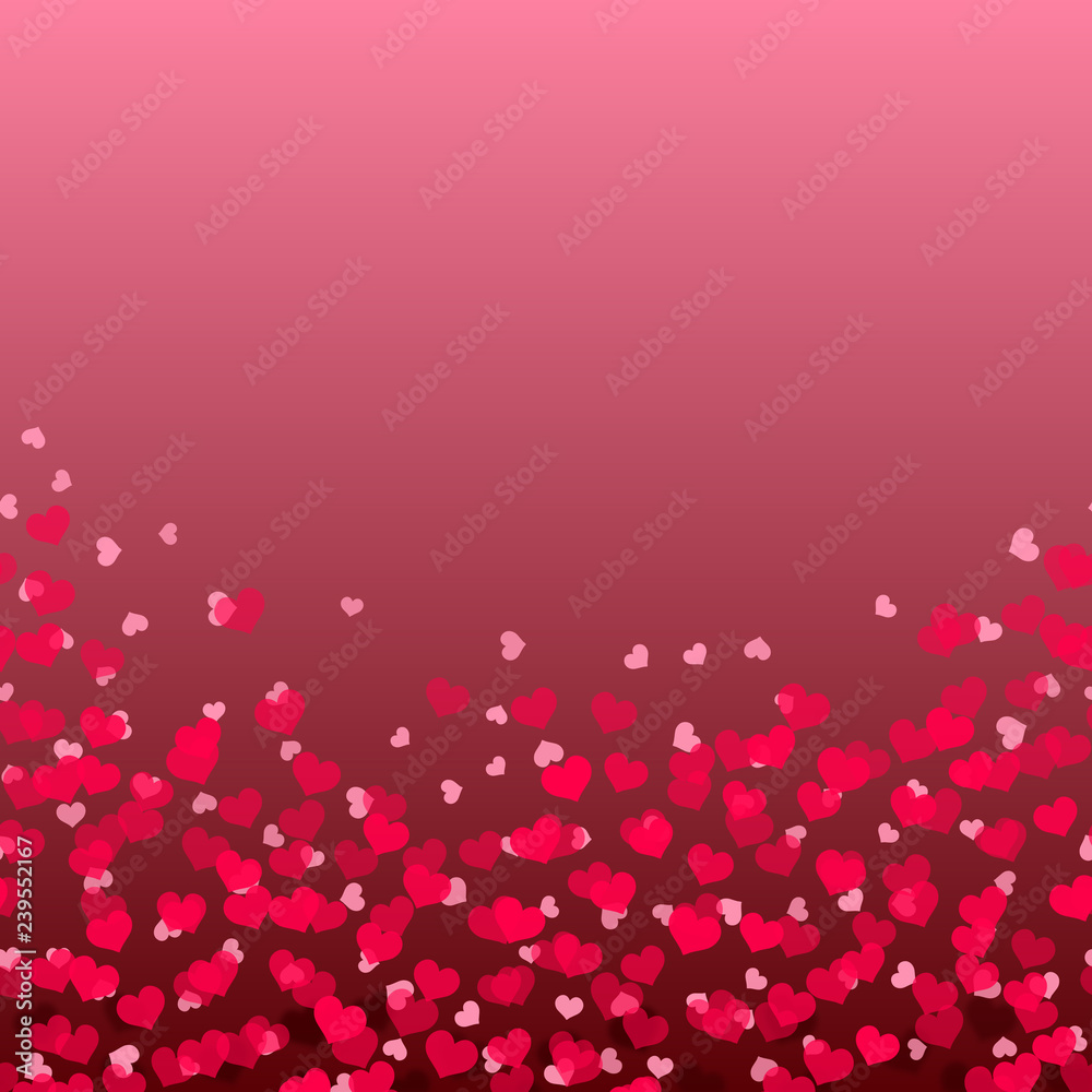 Happy Valentine's Day greeting card with falling red hearts. Vector. Happy Valentine's Day greeting card with falling red hearts. Vector.
